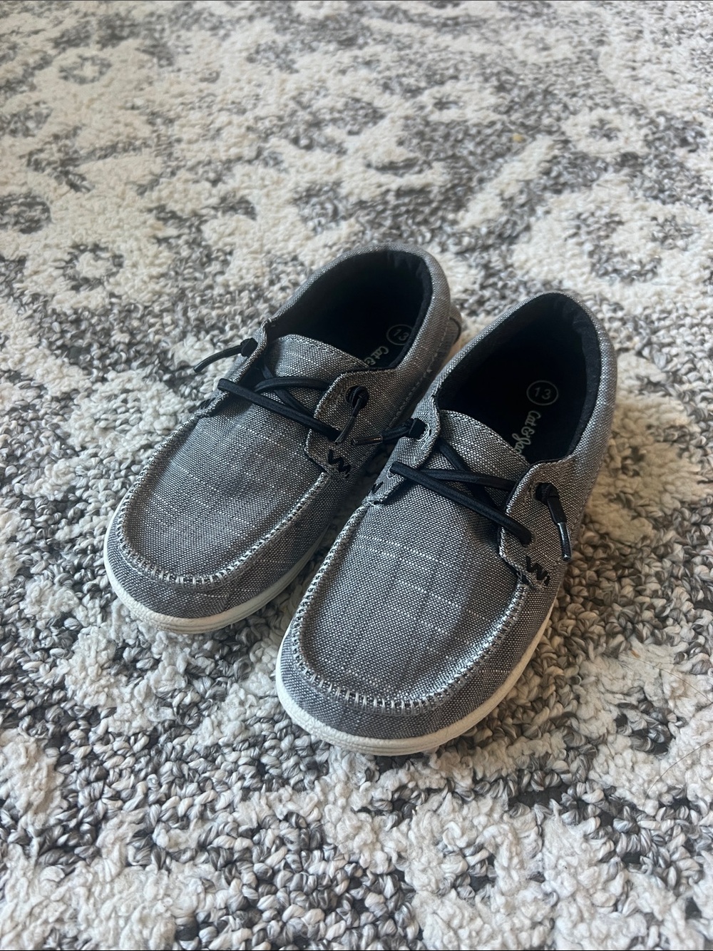Bundle 3 pairs and get offer $20 Cat & Jack Gray Kids Boat Shoes with Black Lace